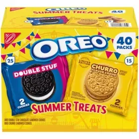 Oreo Summer Treats Variety Box 40ct (25 Double Stuf Oreo 2ct,
15 Churro 2ct)