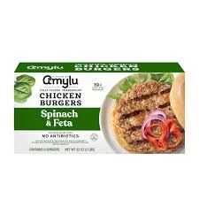 Amylu Chicken Burgers  with Spinach &amp; Feta 8ct