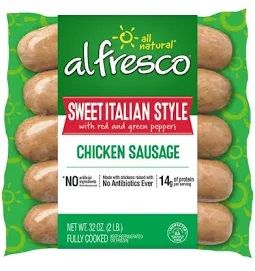 Al Fresco Chicken Sausage 10ct (contains pork)     Sweet Italian Style Club Pack