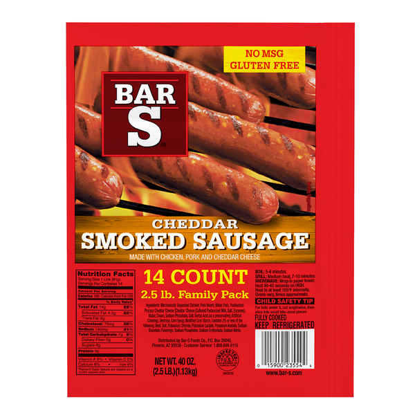 Bar S Sausage Links     Cheddar, smoked 14ct