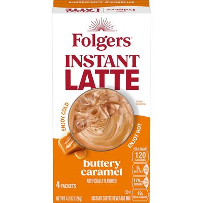 Folger&#39;s Instant Latte Buttery Caramel Sticks 4ct