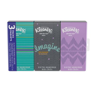 Kleenex Go Packs 3-ply Facial Tissues 3ct