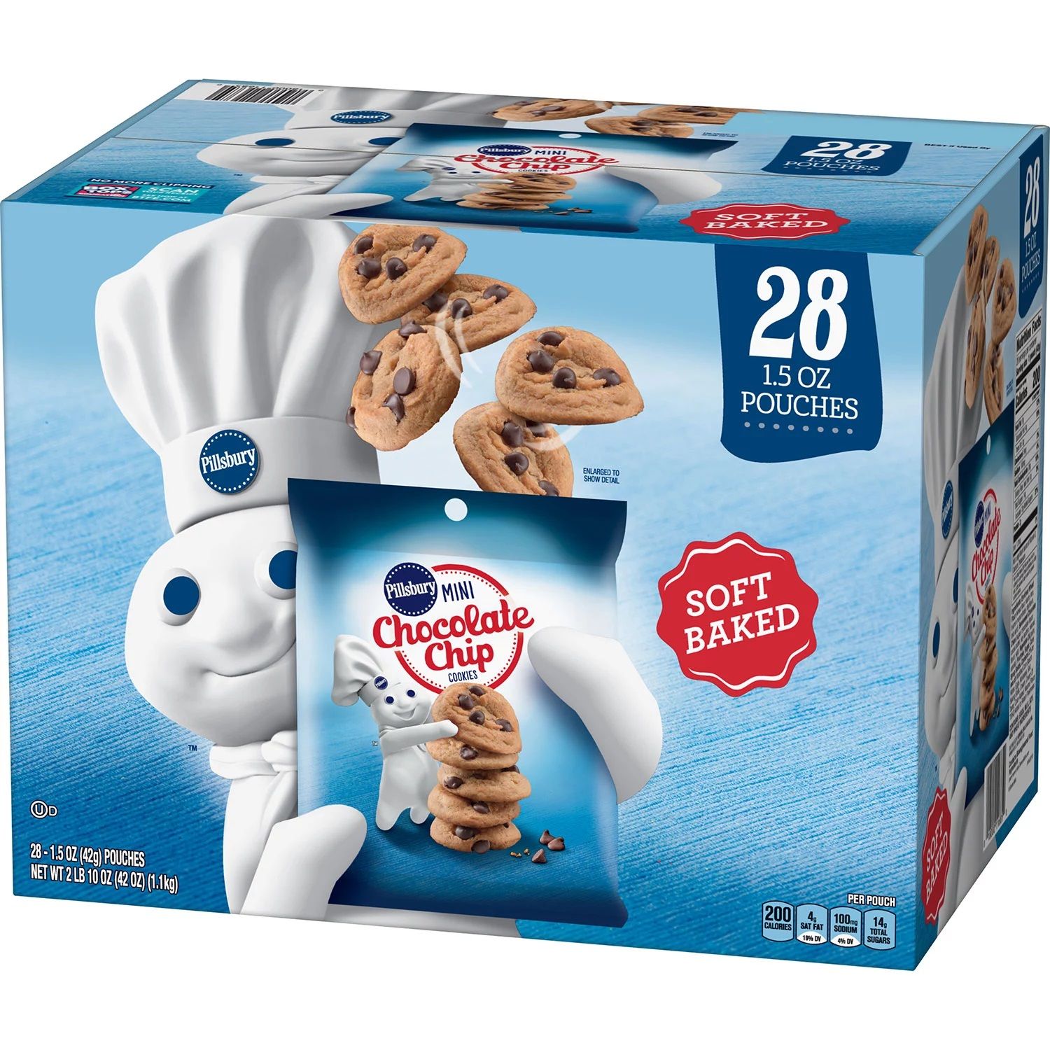 Soft Baked Cookies Pillsbury Chocolate Chip Club Pack 28ct