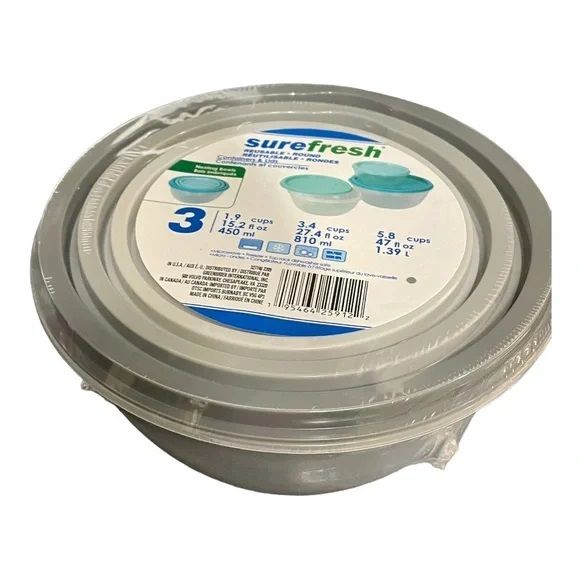 SureFresh Nesting Bowls 3ct Round 13.2oz, 24oz, 41.3oz