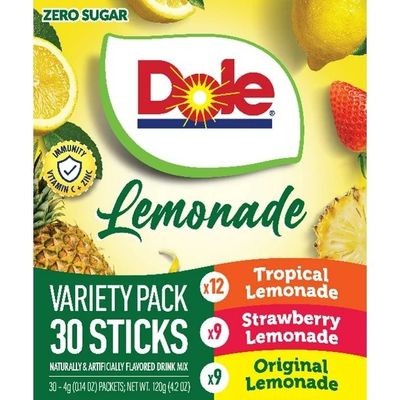 Dole Lemonade Variety Pack Drink Mix (add to 16.9oz water)     30ct