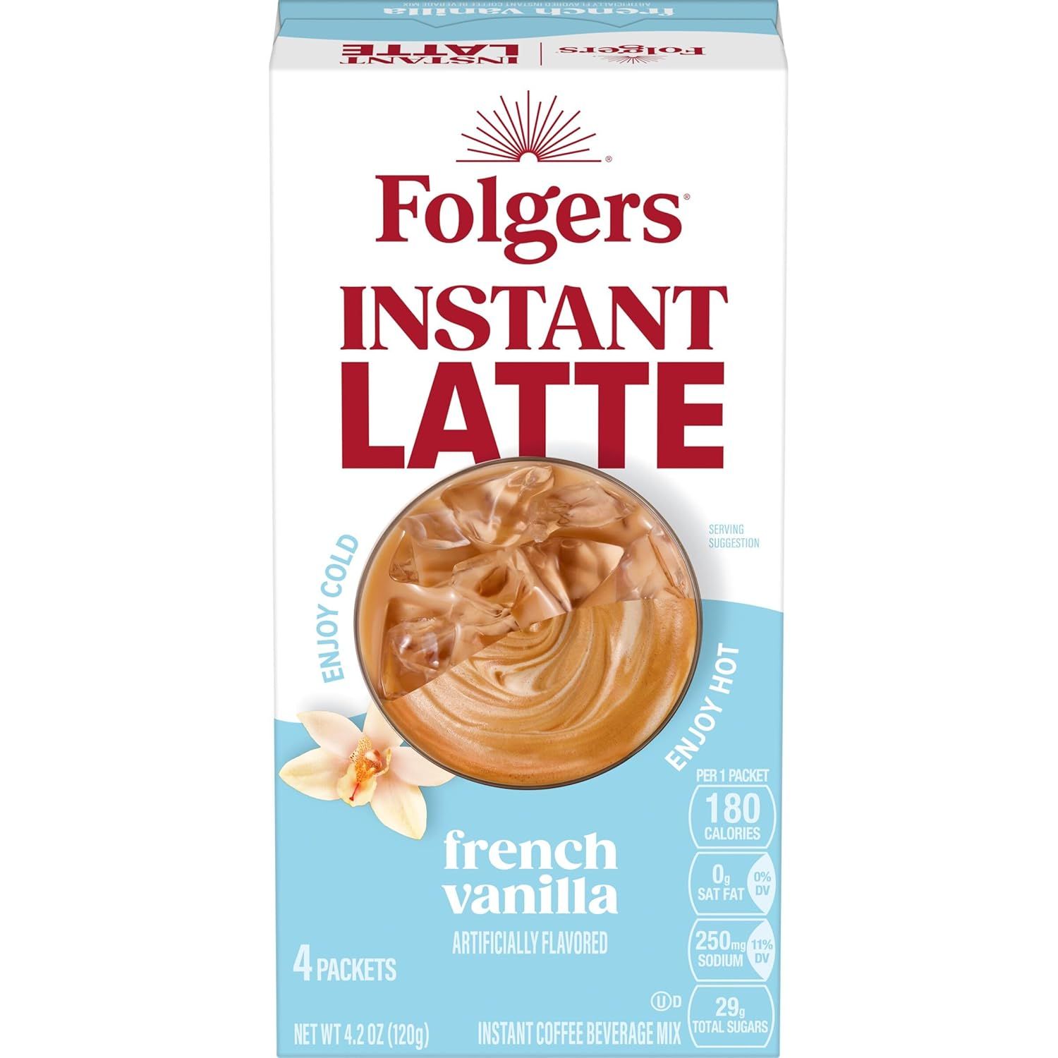 Folger&#39;s Instant Latte French Vanilla Sticks 4ct