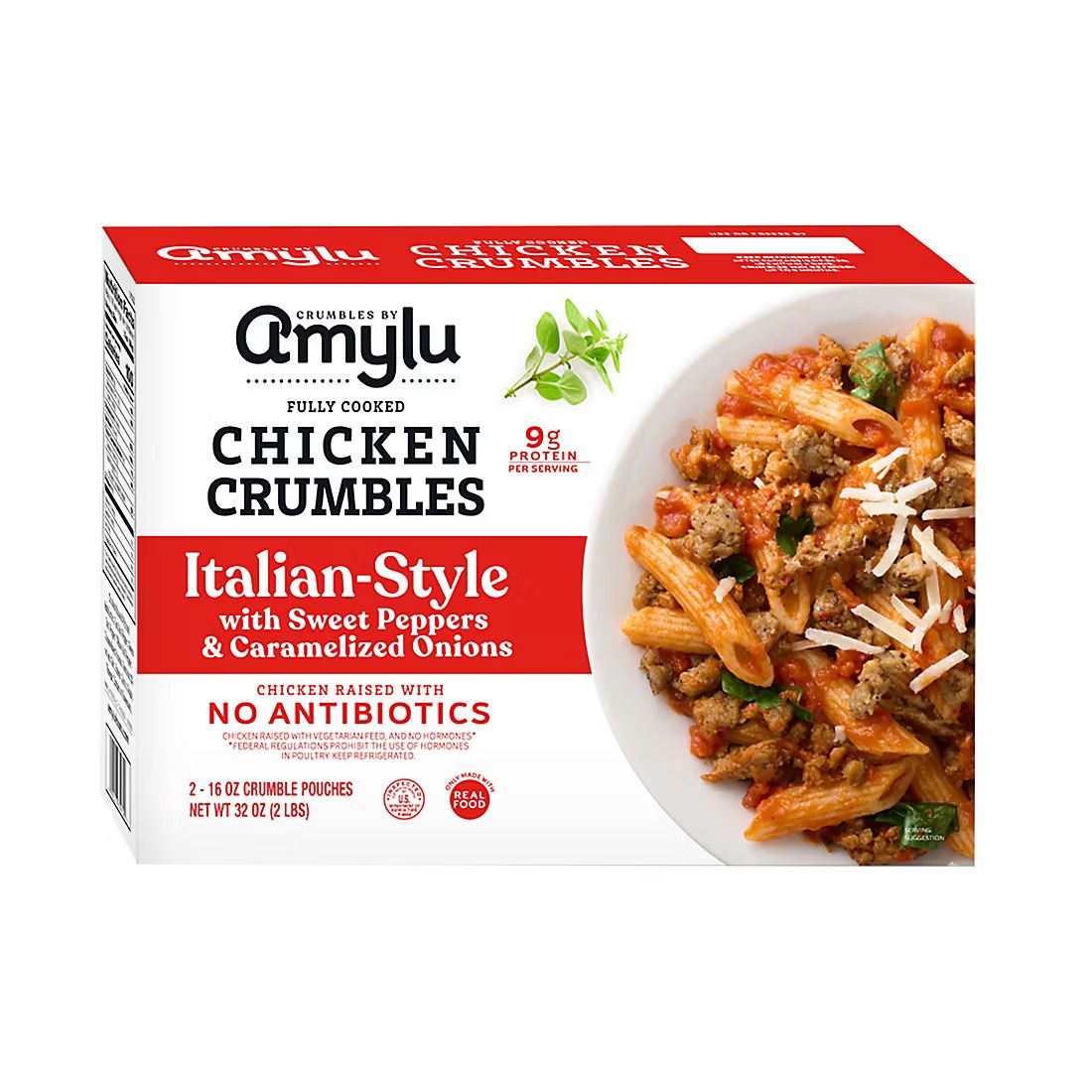 Amylu Chicken Crumbles Italian-Style with Sweet Peppers and Caramelized Onions