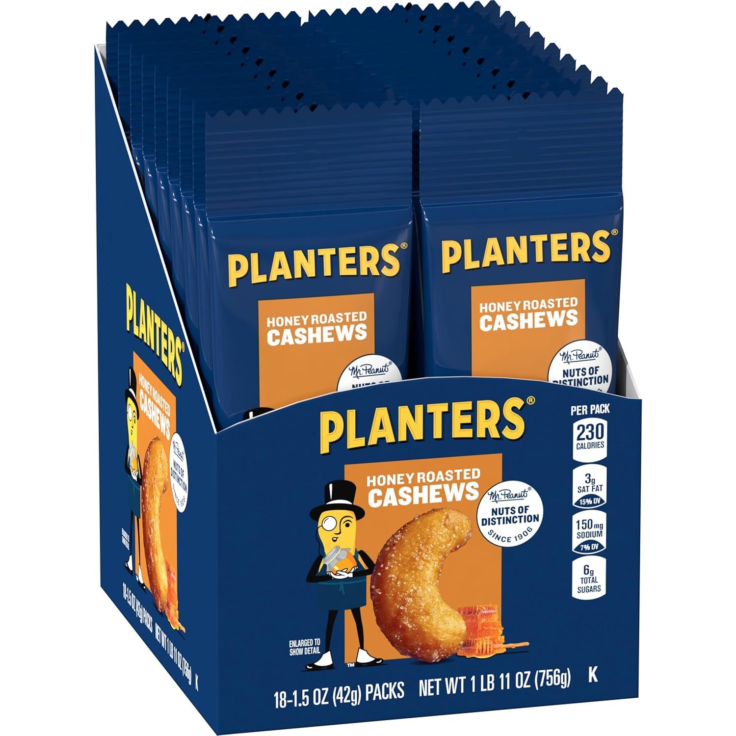 Planters Cashews Honey Roasted 18ct