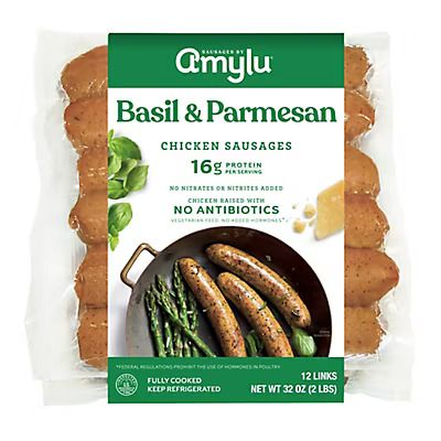 Amylu Chicken Sausages 12 ct Basil &amp; Parmesan