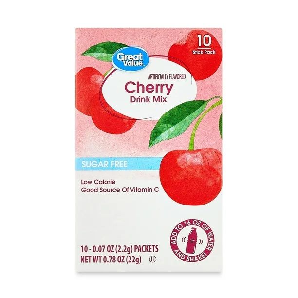 Great Value Drink Mix 10ct (add to 16.9oz water) - Cherry
