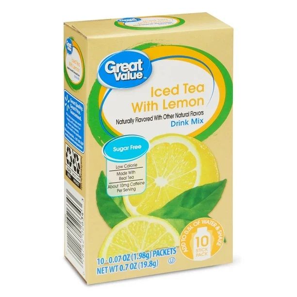 Great Value Drink Mix 10ct (add to 16.9oz water) - Iced Tea with Lemon
