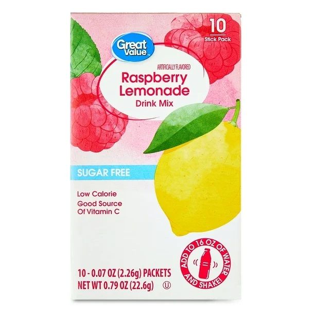 Great Value Drink Mix 10ct (add to 16.9oz water) - Raspberry Lemonade