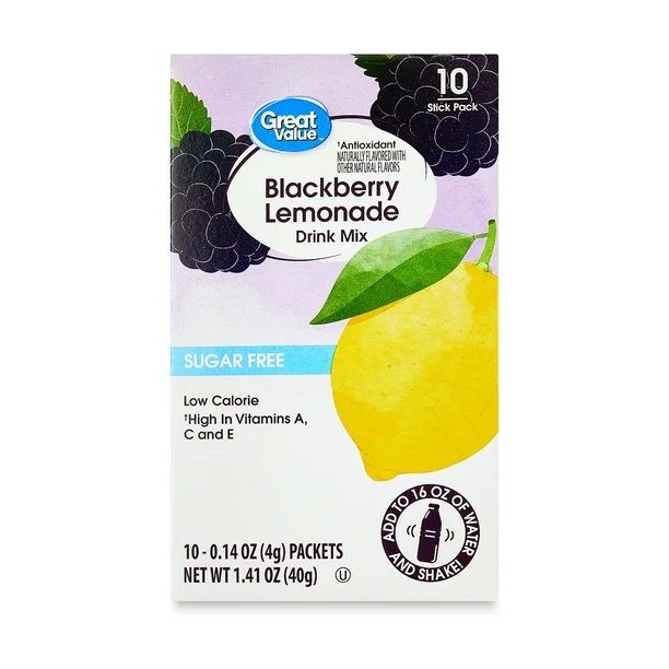 Great Value Drink Mix 10ct (add to 16.9oz water) - Blackberry Lemonade