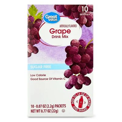 Great Value Drink Mix 10ct (add to 16.9oz water) - Grape