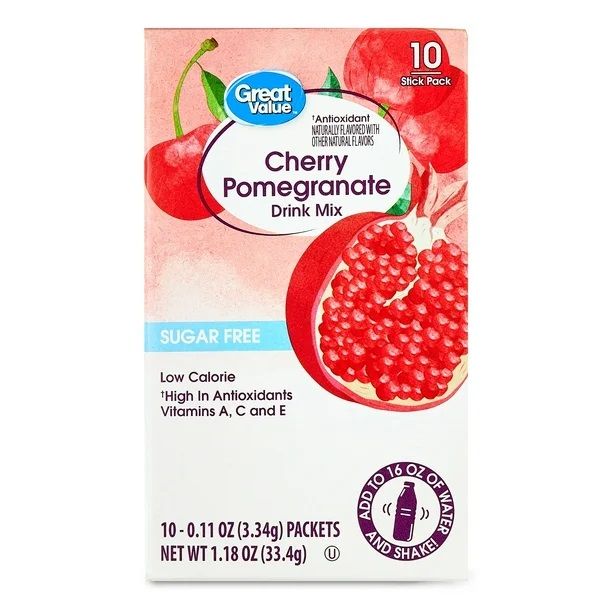 Great Value Drink Mix 10ct (add to 16.9oz water) - Cherry Pomegranate