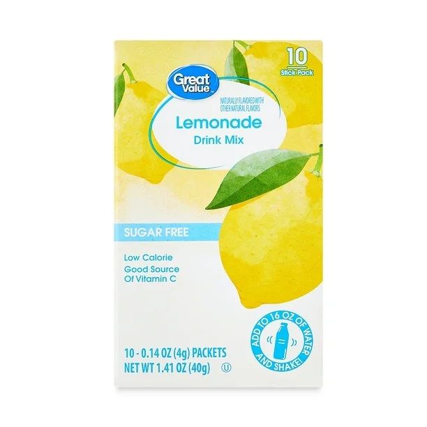 Great Value Drink Mix 10ct (add to 16.9oz water) - Lemonade
