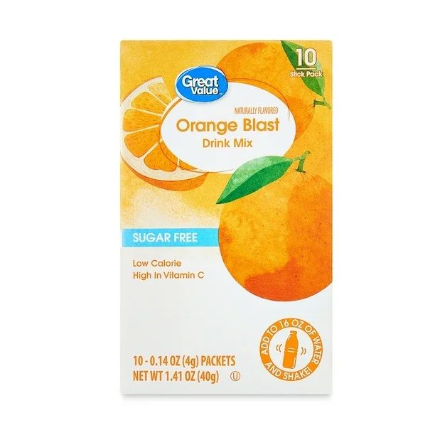 Great Value Drink Mix 10ct (add to 16.9oz water) - Orange Blast