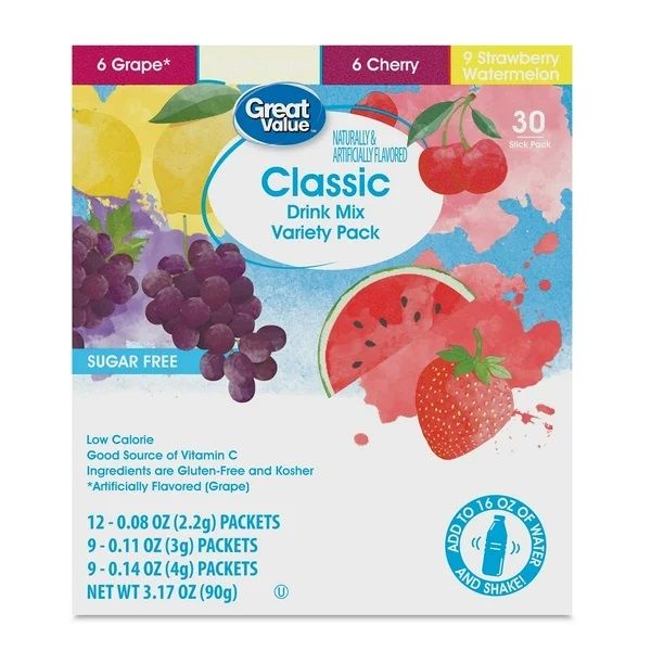 Great Value Drink Mix 30ct (add to 16.9oz water) - Classic Variety Pack