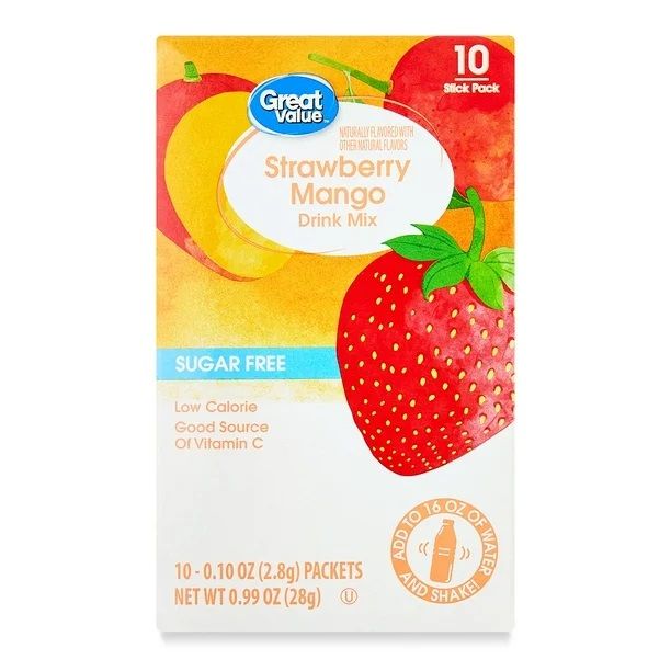 Great Value Drink Mix 10ct (add to 16.9oz water) - Strawberry Mango
