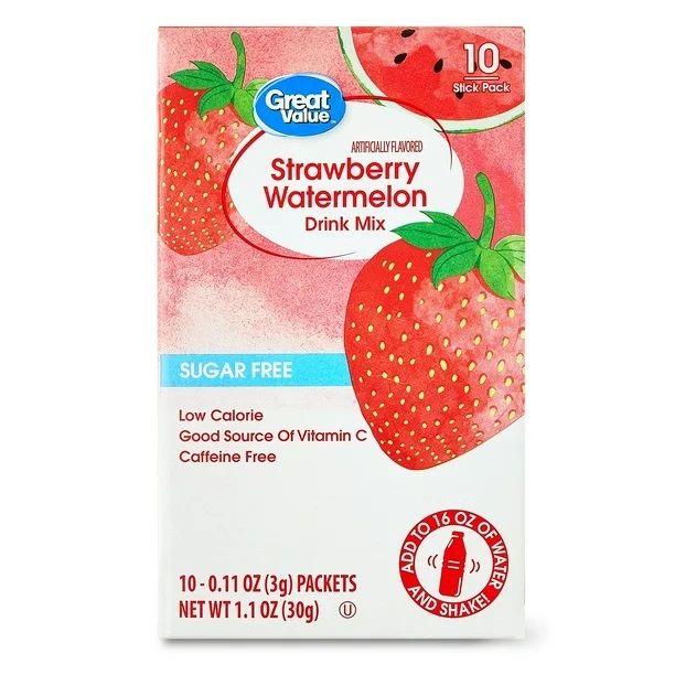 Great Value Drink Mix 10ct (add to 16.9oz water) - Strawberry Watermelon