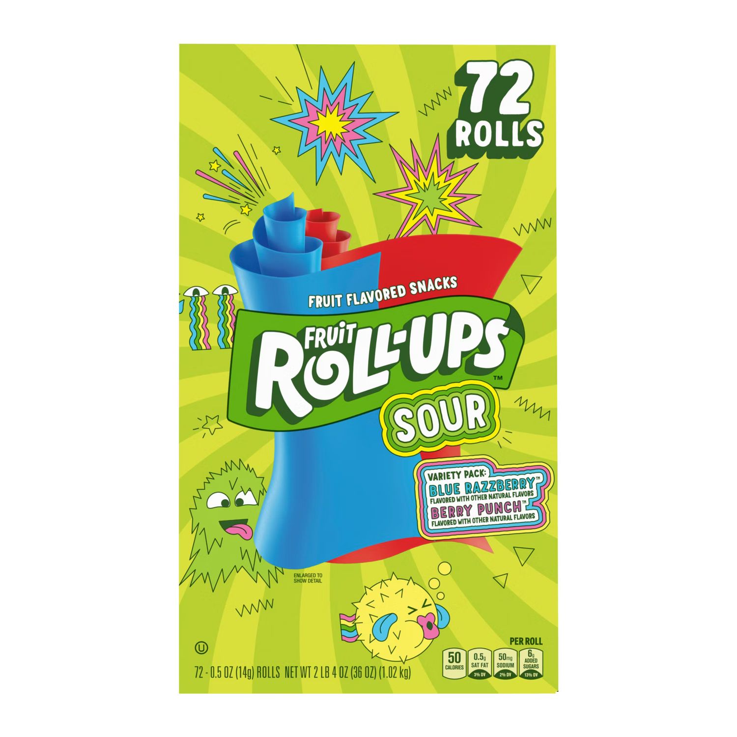 Fruit Roll-ups Sour Club Pack 72ct