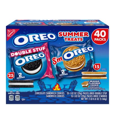 Oreo Summer Treats Variety Box 40ct (25 Double Stuf Oreo 2ct,           15 SmOrero 2ct)