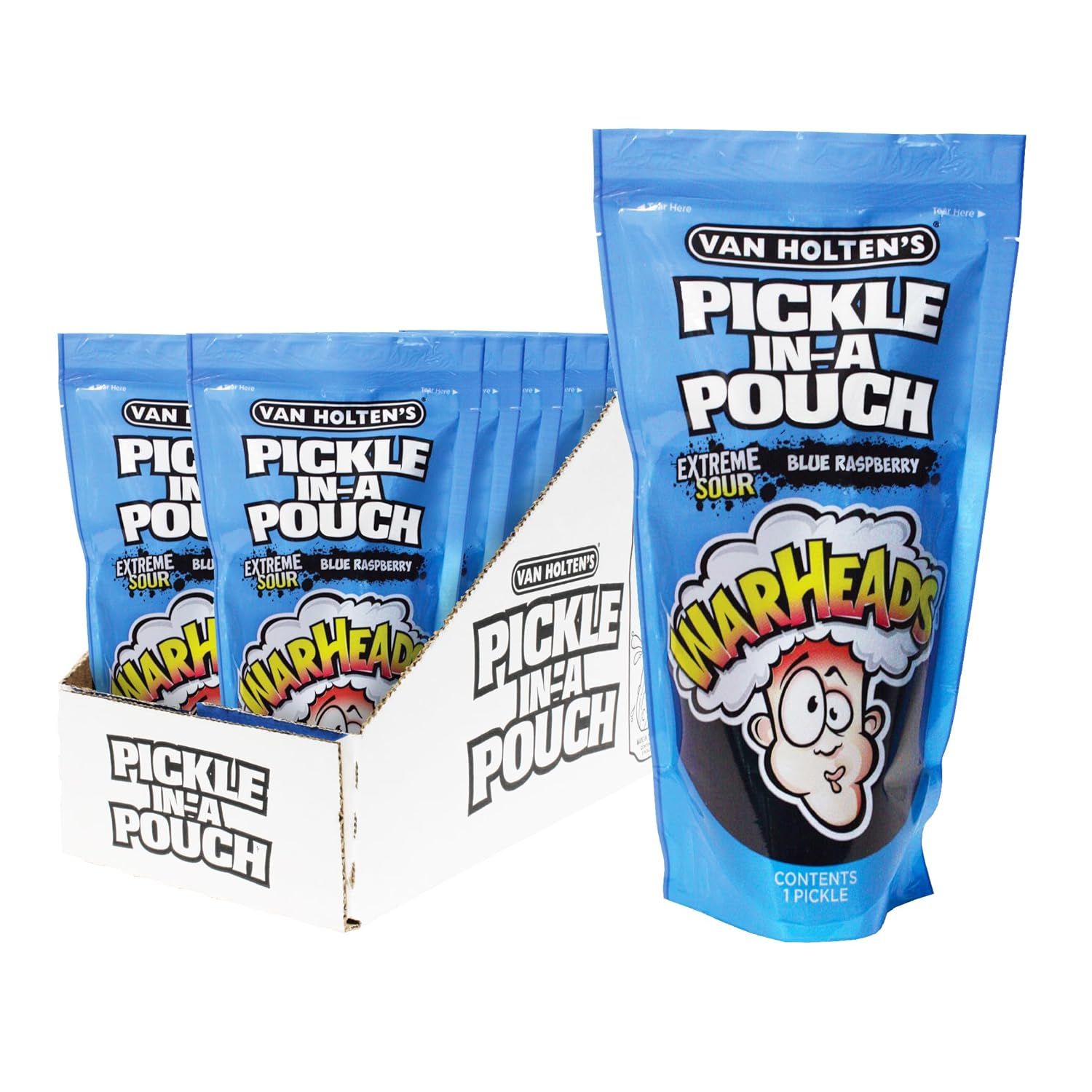 Pickle in a Pouch     Warheads Xtreme Sour Blue Raspberry