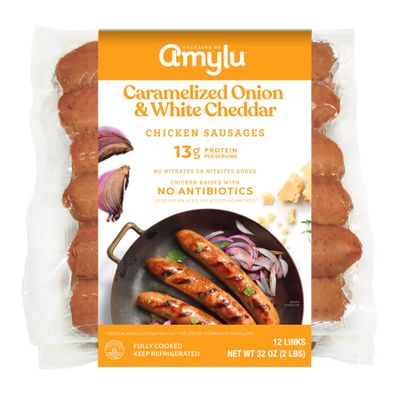 Amylu Chicken Sausages 12 ct Caramelized Onion &amp; White Cheddar