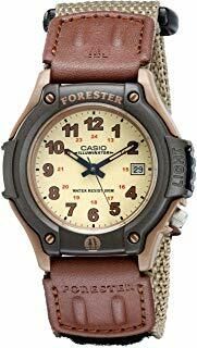 Casio Men&#39;s Forester Watch Leather/Cloth band, date window, Backlight with Afterglow, Water Resistant