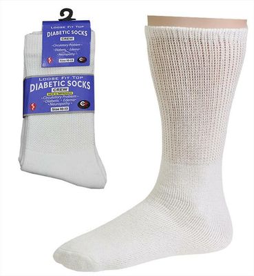 Men&#39;s Diabetic Crew Socks, white 3ct
