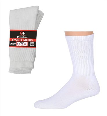 Men&#39;s Crew Socks, white 3ct