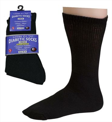 Men&#39;s Diabetic Crew Socks, black 3ct