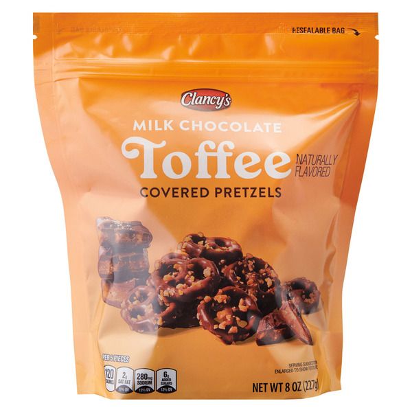 Clancy&#39;s     Milk Chocolate Toffee Covered Pretzels