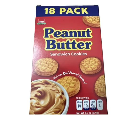 Sobisk Peanut Butter Sandwich Creme Cookie Lunch Packs 18ct