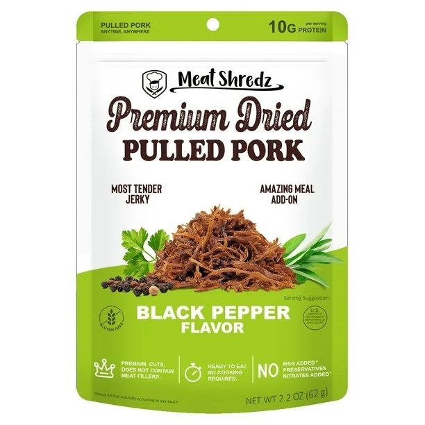 Meat Shredz Premium Dried Pulled Pork Jerky - Black Pepper