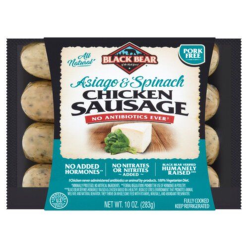 Black Bear Chicken Sausage - Asiago &amp; Spinach