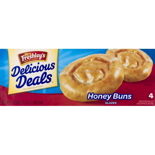 Mrs. Freshleys - Honey Buns, Glazed 4ct Mrs. Freshleys - Honey Buns, Glazed 4ct