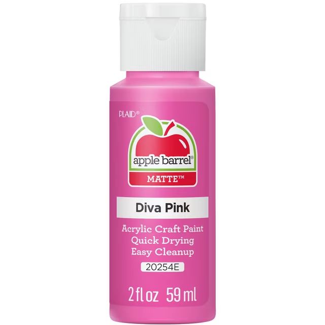 Apple Barrel Matte Acrylic Craft Paint, 2oz bottles Diva Pink Apple Barrel Matte Acrylic Craft Paint, 2oz bottles Diva Pink