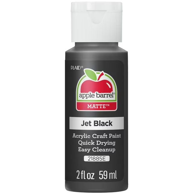 Apple Barrel Matte Acrylic Craft Paint, 2oz bottles Jet Black Apple Barrel Matte Acrylic Craft Paint, 2oz bottles Jet Black