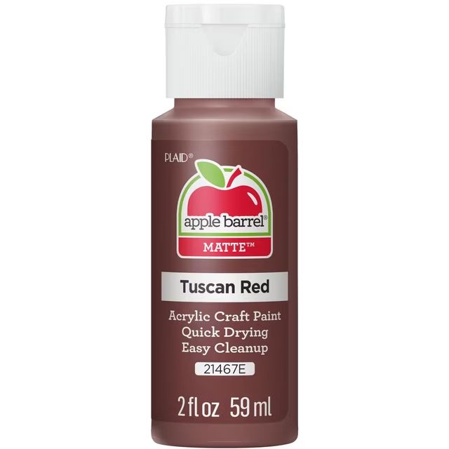 Apple Barrel Matte Acrylic Craft Paint, 2oz bottles Tuscan Red Apple Barrel Matte Acrylic Craft Paint, 2oz bottles Tuscan Red