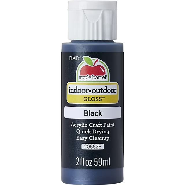 Apple Barrel Gloss Acrylic Craft Paint, 2oz bottles Black Apple Barrel Gloss Acrylic Craft Paint, 2oz bottles Black