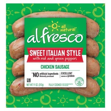 Al Fresco Chicken Sausage 4ct (contains pork) Sweet Italian Style Al Fresco Chicken Sausage 4ct (contains pork) Sweet Italian Style