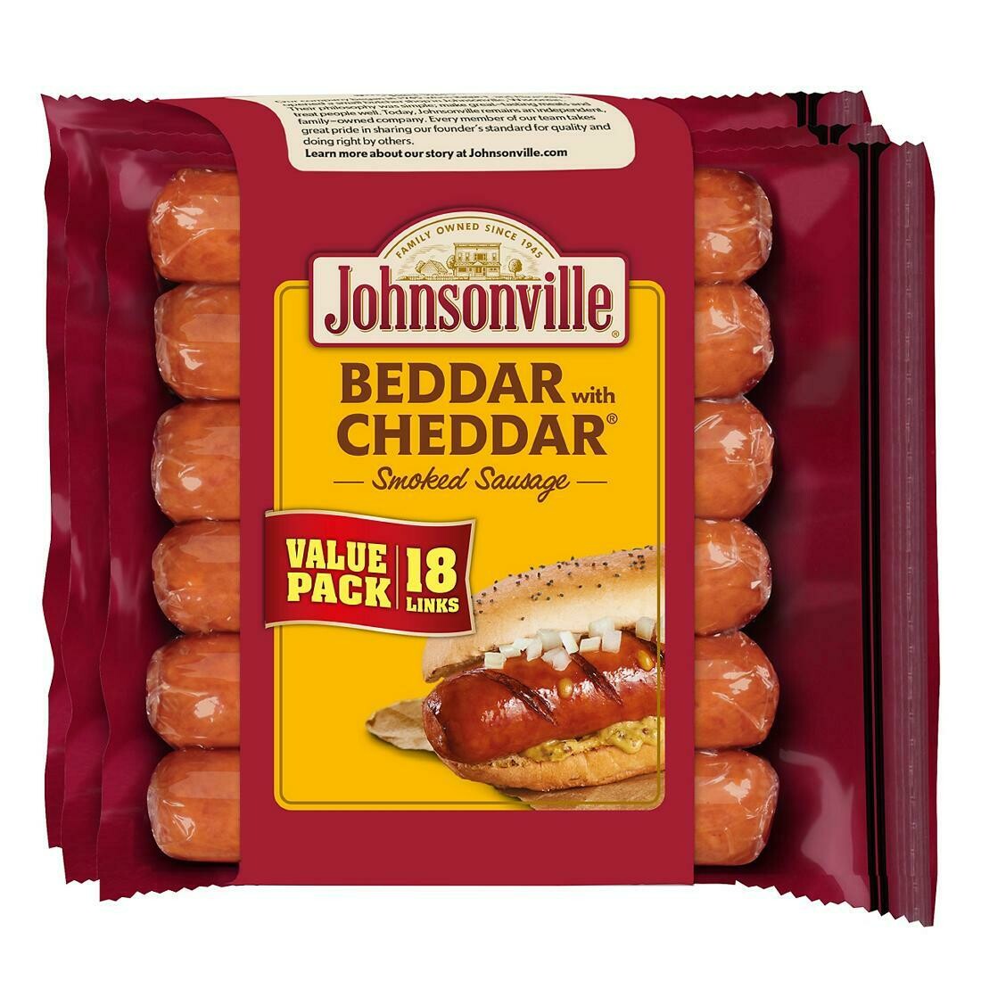 Johnsonville Chicken Sausages (contains pork) Beddar with Cheddar 18ct Johnsonville Chicken Sausages (contains pork) Beddar with Cheddar 18ct
