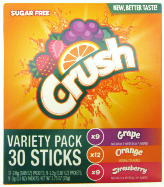 Crush - sugar free (add to 16.9oz water) Variety Pack 30ct Crush - sugar free (add to 16.9oz water) Variety Pack 30ct