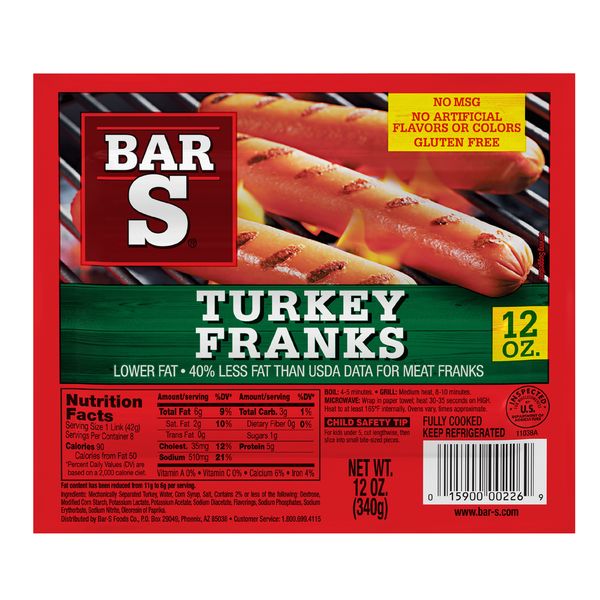 Bar S Hot Dogs Turkey Franks