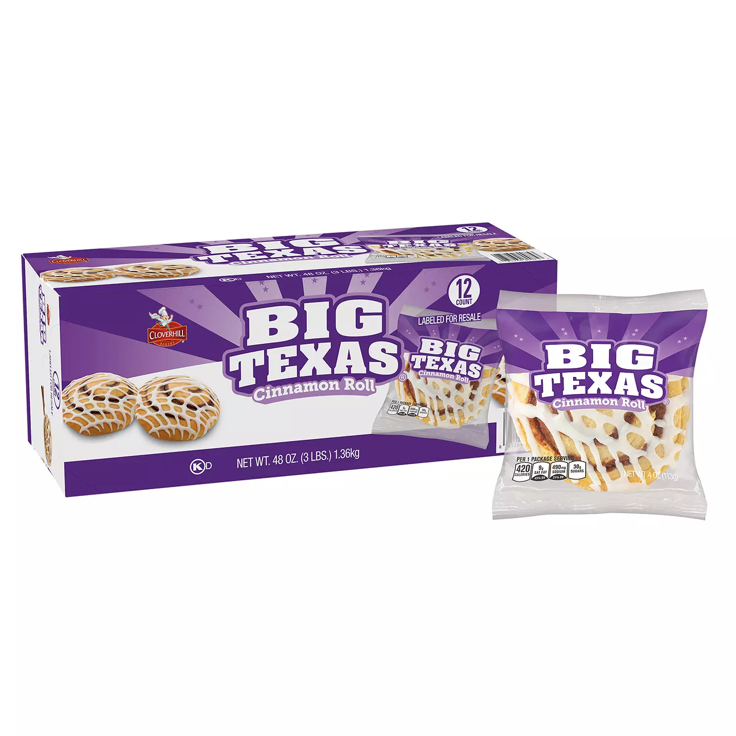 Cloverhill Big Texas Cinnamon Rolls 12ct Cloverhill Big Texas Cinnamon Rolls 12ct