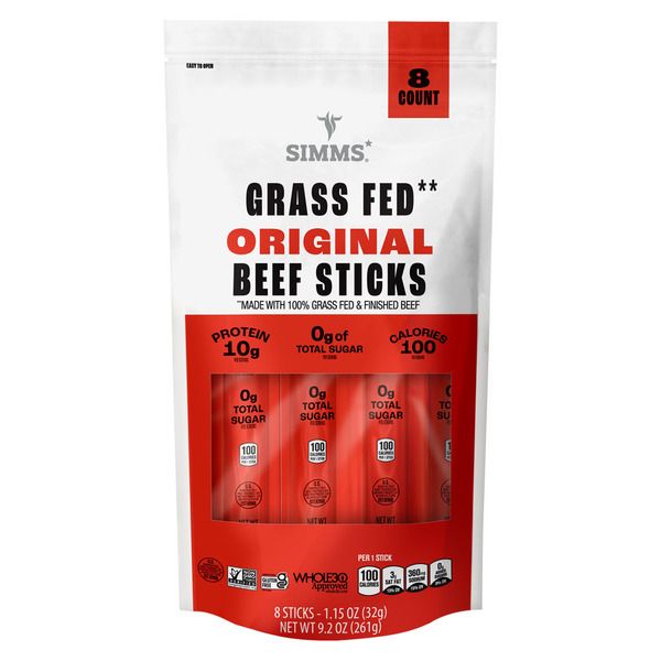 Simms Grass Fed Original Beef Sticks 8ct Simms Grass Fed Original Beef Sticks 8ct
