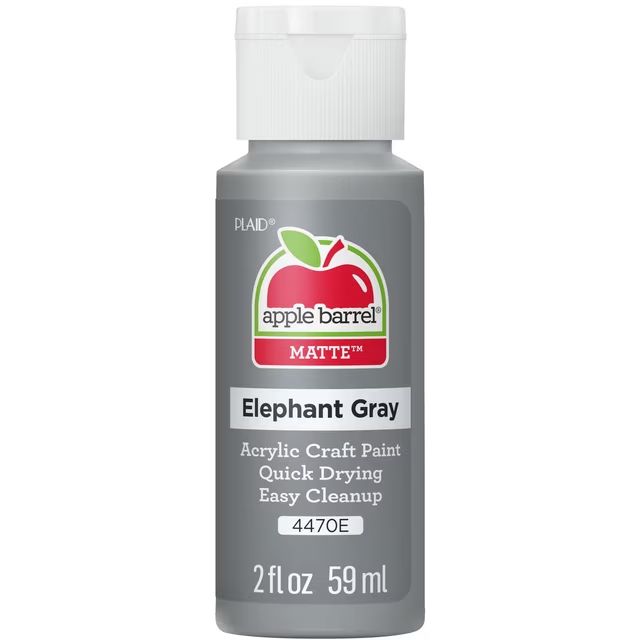 Apple Barrel Matte Acrylic Craft Paint, 2oz bottles Elephant Gray Apple Barrel Matte Acrylic Craft Paint, 2oz bottles Elephant Gray