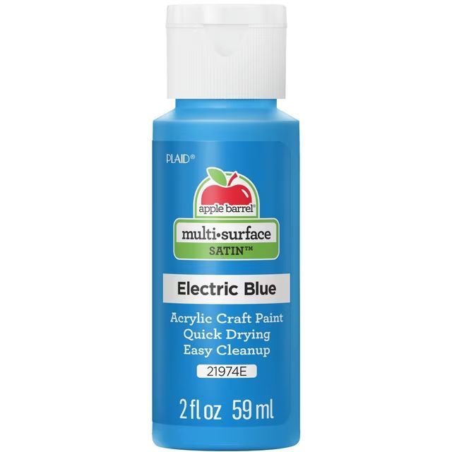 Apple Barrel Multi-Surface Acrylic Craft Paint, 2oz bottles Electric Blue Apple Barrel Multi-Surface Acrylic Craft Paint, 2oz bottles Electric Blue