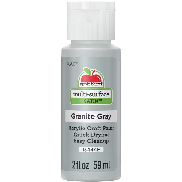 Apple Barrel Multi-Surface Acrylic Craft Paint, 2oz bottles     Granite Gray